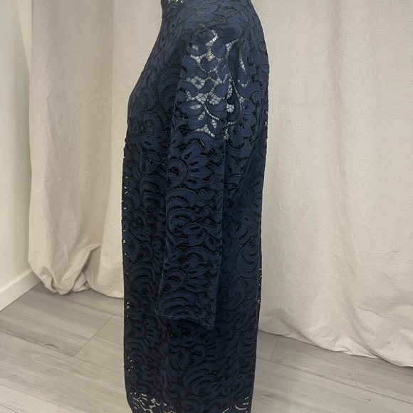Black Tape | Navy and Black Lace Shift Dress Whimsigoth Preppy Cocktail Sz 8 - Picture 4 of 9
